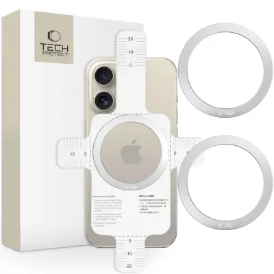 TECH-PROTECT MMP-110 2-u-1 magnetski MagSafe prsten, srebrno kućište za iPhone
