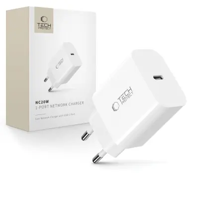 TECH-PROTECT NC20W PD20W 1-portni zidni punjač za telefon, bijela