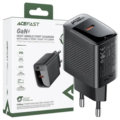 Punjač Acefast GaN USB-C PD30W crni