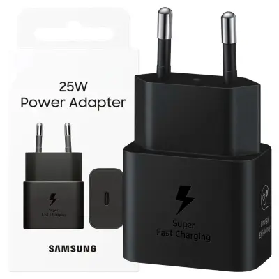 SAMSUNG EP-T2510NBEGWW GAN USB-C 25W ZIDNI PUNJAČ ZA TELEFON CRNA