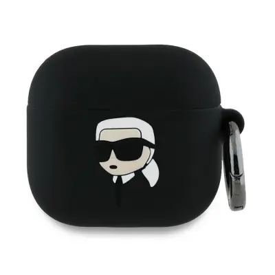 KARL LAGERFELD OVOJNICA ZA AIRPODS 4 SILIKONSKA CRNA 3D