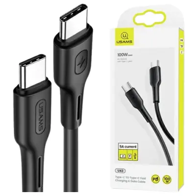 USAMS U43 USB-C na USB-C kabel 100W PD brzo punjenje 5A 1,2 m crni