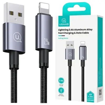 USAMS USB na Lightning kabel 2.4A 1.2m za brzo punjenje za iPhone čelični