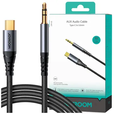 JOYROOM STEREO AUDIO KABEL AUX 3.5 MM MINI JACK - USB-C ZA TELEFON 1.2 M CRNI (SY-A07)