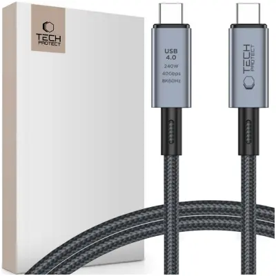 TECH-PROTECT ULTRABOOST MAX USB 4.0 8K 40Gbps TYPE-C KABEL 100 CM SIVA