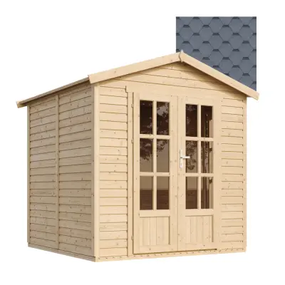 Drvena vrtna kućica - H233x233x222 cm/4 m²- Vrtni ured s podom i bitumenskim pločicama - TIMBELA M351FB+H351FBGREY
