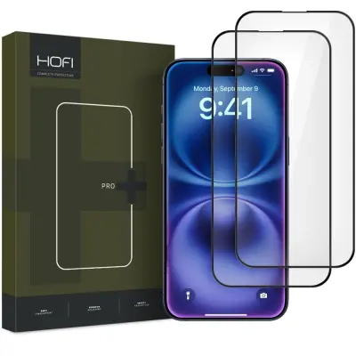 HOFI GLASS PRO+ TEMPERIRANO STAKLO, PAKIRANJE OD 2 ZA IPHONE 16, CRNO ZAŠTITNO