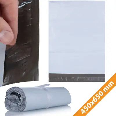 Plastična Vrećica Za Slanje 450x650 Mm – Bijela LDPE | 100 Komada, Samoljepljiva Traka