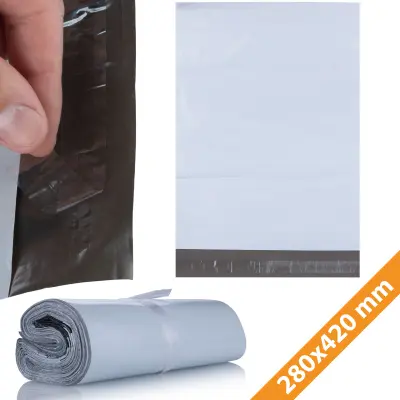 Plasticna Vrecica Za Slanje 280x420mm – Bijela LDPE Folija | 100 Komada, Vodootporna, Samoljepljiva