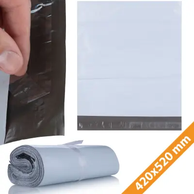 Plasticna Vrecica Za Slanje 420x520 Mm – Bijela LDPE | 100 Komada, Vodootporna, Samoljepljiva