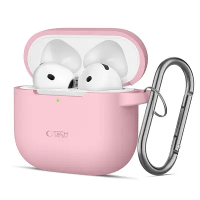 TECH-PROTECT SILIKONSKA NAVLAKA S KUKOM ZA APPLE AIRPODS 4, BOJA PRAŠINASTO ROZA