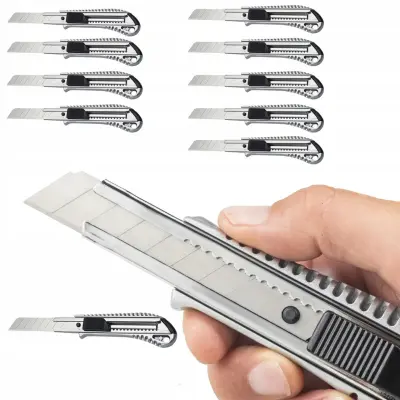 Set Aluminymih Noževa Za Tapete – 10 Komada | 18 Mm Oštrica, Ergonomska Ručka, Zamjenjiva Oštrica