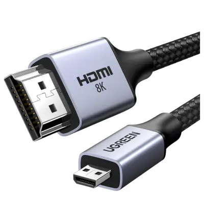 Ugreen HD164 15516 kabel Micro HDMI na HDMI 2.1, 8K, 1 m - sivi