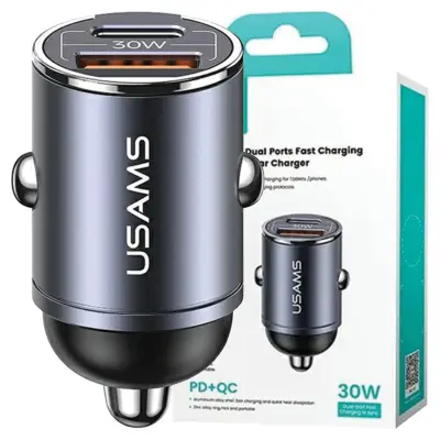 USAMS punjač za utičnicu 1xUSB 1xUSB-C za telefon, 30W PD brzo punjenje