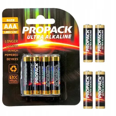 Alkalne Baterije LR03 AAA 1.5V – Visoka Kvaliteta | 4 Komada, Raspon Temp. -20°C do +50°C