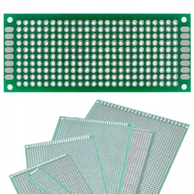 Univerzalna Prototipna Pločica 30x70 Mm – Dvostrana, Zeleni Soldermask | THT Montaža, Raster 2,54 Mm