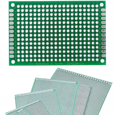 Univerzalna Prototipna Pločica 40x60 Mm – Dvostrana, Zeleni Soldermask | Raster 2,54 Mm