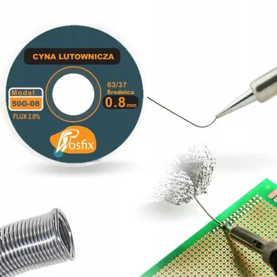 Kositar Lemna Zica Sn63Pb37 0,8 Mm 50 G – 2% Fluksa | Temperatura Topljenja 183-190°C