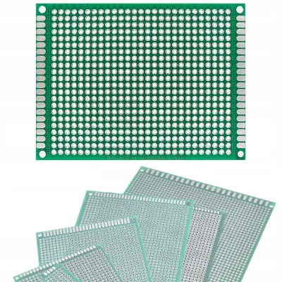 Univerzalna Prototipna Pločica 60x80 Mm – Dvostrana THT Montaža | Zelena Lemna Maska, Raster 2,54 Mm