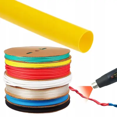 Termoskupljajuća Cijev Žuta 15mm 1m – Samogasiva, Fleksibilna | Promjer 7.5mm, Temperatura -30~125°C
