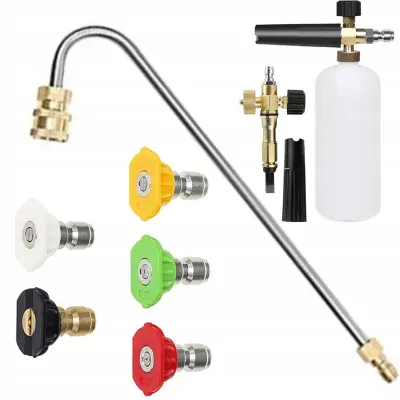 Set Mlaznica i Lance Za Visokotlačni Čistač – 5 Mlaznica (0°, 15°, 25°, 40°, 60°) + Pjenica 1000ml | Max 250 Bara, 60°C