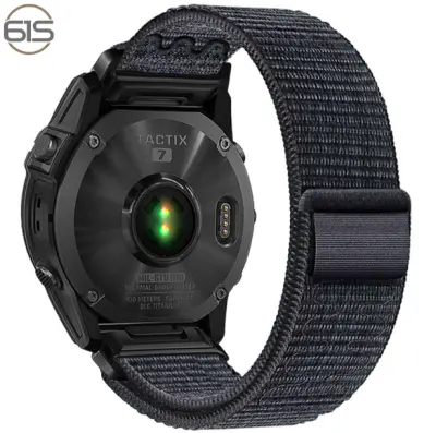 Garmin Fenix 5/6/7X Pro remen s čičkom od najlona - 22 mm Crna