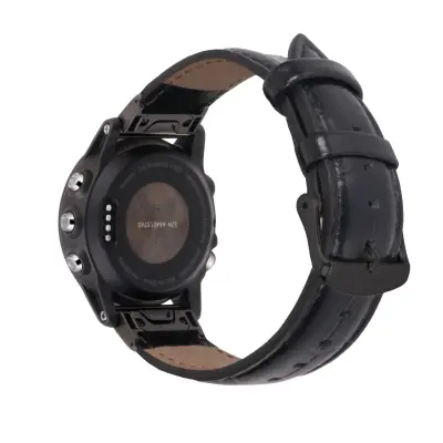 Remen za sat od prave kože za Garmin Fenix 7X 7S Crna
