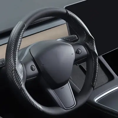 Poklopac upravljača od karbonskih vlakana za Tesla Model 3/Y - 38 cm Crna