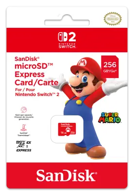 Nintendo Switch 2 Micro SD Card Sandisk Mario Logo
