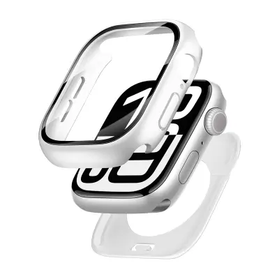 Srebrna PC futrola s kaljenim staklom za Apple Watch Srebrna
