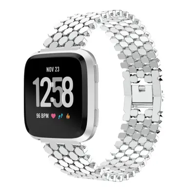 Remen za sat od nehrđajućeg čelika za pametni sat Fitbit Versa serije - dizajn riblje krljušti Srebrna
