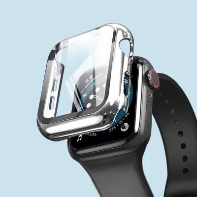 Srebrna PC futrola s kaljenim staklom za Apple Watch Srebrna