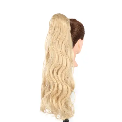 Platinum Blonde Velcro Ponytail Wig - Duga valovita ekstenzija za kosu Platinasto plava