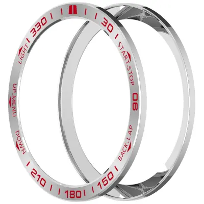 Srebrni i crveni okvir za Garmin Tactix 8 51mm Solar Edition Srebrna i crvena