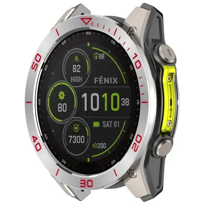 Garmin Tactix 8 51mm AMOLED Okvir - Srebrno Crveni Vremenski Pojas Srebrna
