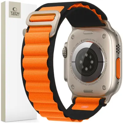TECH-PROTECT NYLON PRO ZA APPLE WATCH 4 / 5 / 6 / 7 / 8 / 9 / SE / ULTRA 1 / 2 (42 / 44 / 45 / 49 MM) CRNA / NARANČASTA