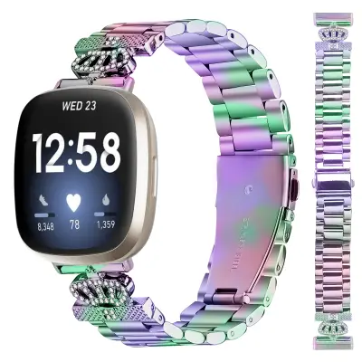 Blistavi remen za sat s tri kuglice i krunom za Fitbit Versa 3\/4\/Sense 2 Višebojna