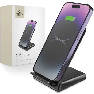 TECH-PROTECT QI15W-S2 15W BEŽIČNI PUNJAČ ZA TELEFONE CRNA