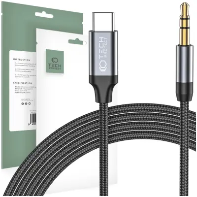 TECH-PROTECT ULTRABOOST KABEL TYPE-C NA AUX MINI JACK 3,5 MM, 100 CM