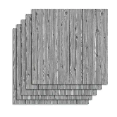 3D samoljepljive zidne naljepnice imitacija sive drveta, vodootporne, set 5 kom (sivo drvo) 70x70 cm | INSTAWOOD