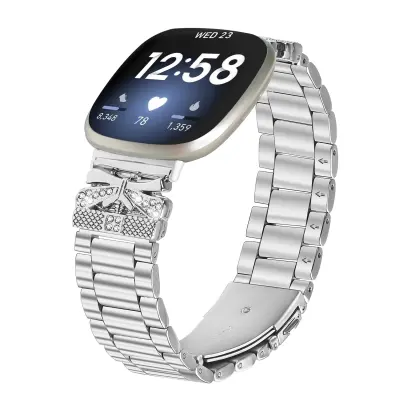 Svjetlucava narukvica za Fitbit Versa 3/4 s tri cirkona Srebrna