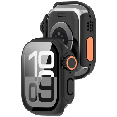 Zaštitna futrola za Apple Watch - Tvrdi PC i kaljeno staklo Crna