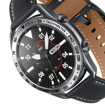 Srebrna maska za sat Galaxy Watch 3 45mm - crni natpis Srebrna