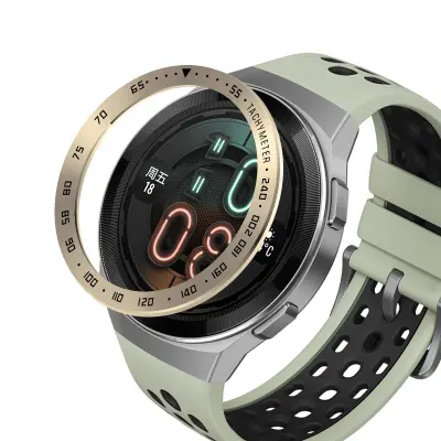 Retro zlatni okvir za Huawei Watch GT2E - crni tekst Crna