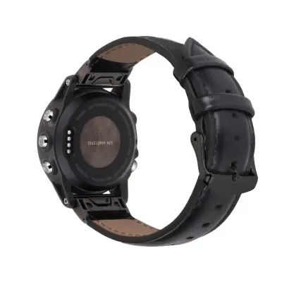 Remen od prave kože za Garmin Fenix 7S/6S/5S - Brzo otpuštanje Crna