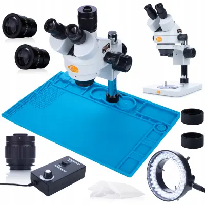 Trinokularni Mikroskop Mercury Pro MSMP-T-PS1 – Zumiranje 7x-45x | LED Osvjetljenje, Silikonski Pod