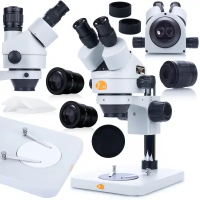 Trinokularni Mikroskop Mercury Pro MSMP-T-PS1 – Zumiranje 7x-45x | Optika Visoke Kvalitete