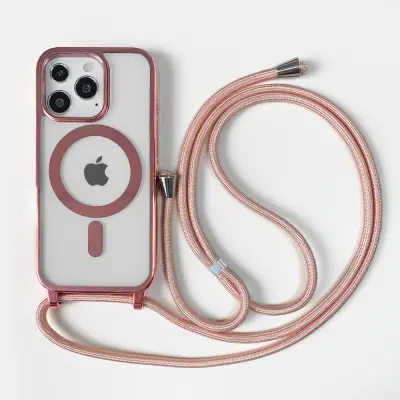 Magnetska futrola za telefon s vezicom, kompatibilna s iPhone 16 Pro - otporna na udarce, protiv ogrebotina, ružičasta Pink