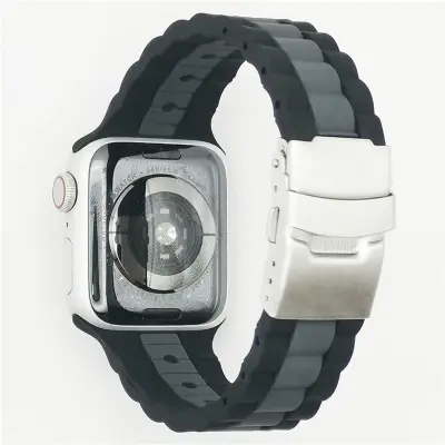 Dvobojni silikonski remen za Apple Watch Series 1-7 & SE Crno-siva