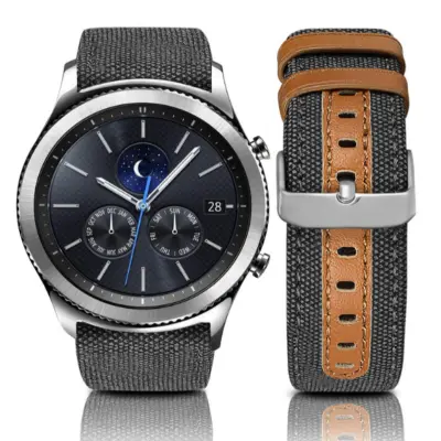 Remen za sat od prave kože za Samsung Galaxy Watch 3 40 mm 42 mm Crna